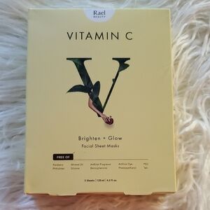 🍀New Rael Beauty Vitamin C Facial Sheet Masks - Brighten + Glow
